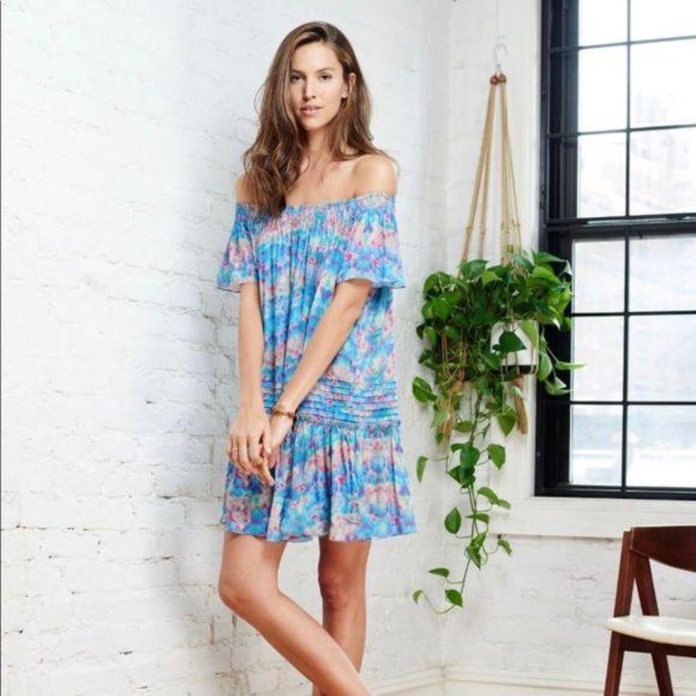 Pepin Willa Rouched Shoulder Mini Watercolor Dress